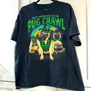 St. Patrick’s‎ Day Pug Crawl Black T-Shirt size XL